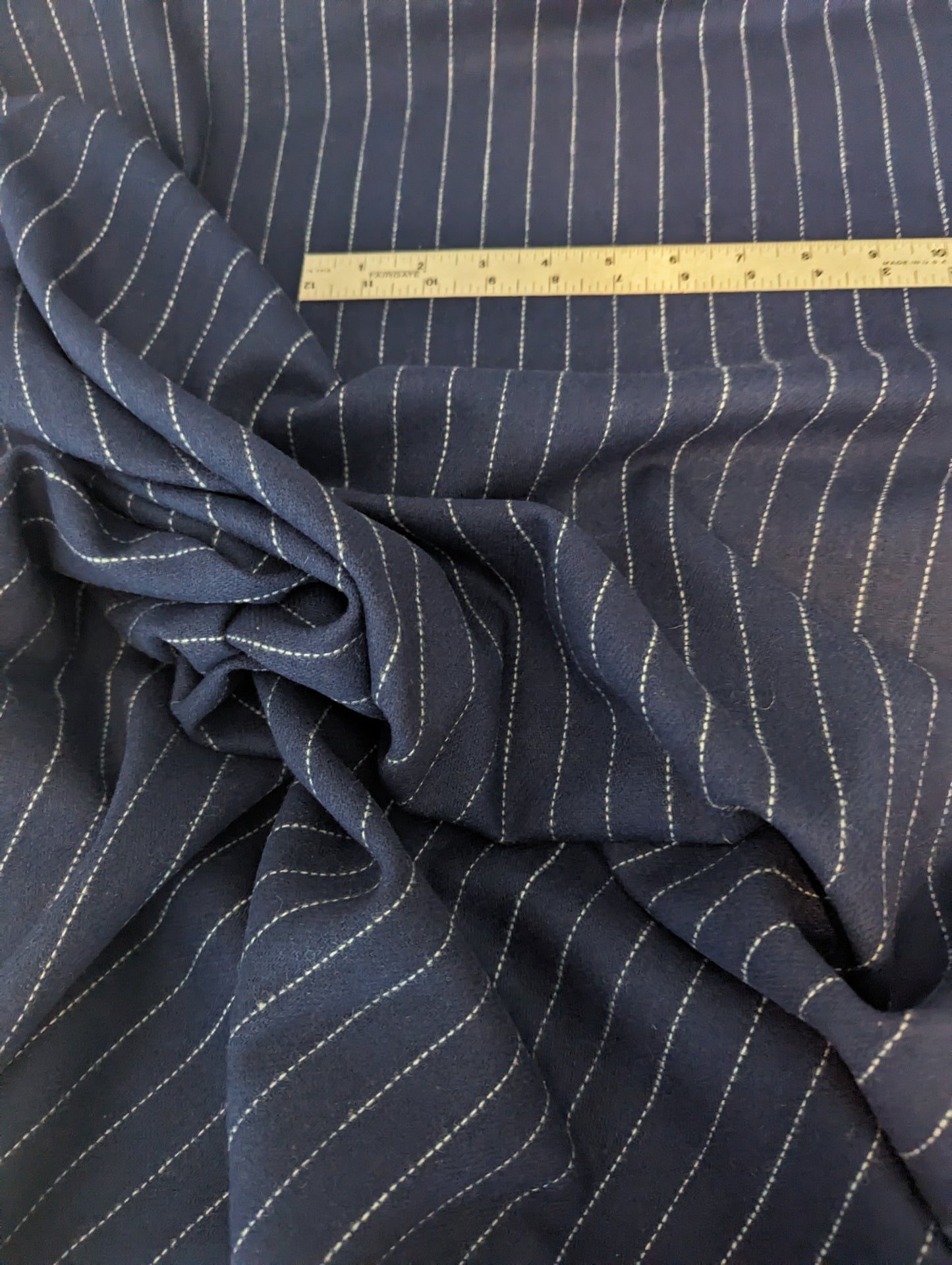 Brighter blue wool with white stripes